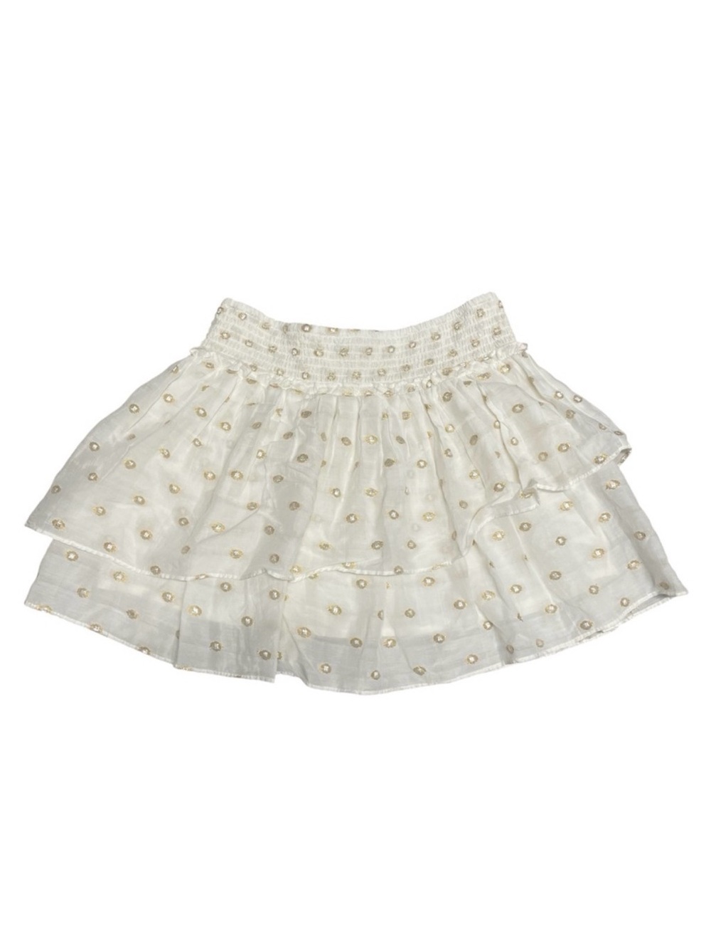 Zara Women’s Tiered Smocked Mini Skirt‎ with Metallic Thread Detail Size XS